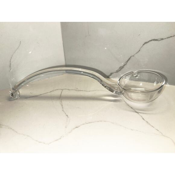 Hand Blown Clear Glass 13" Punch Bowl Ladle Pour Lip Hook Handle Vtg - Picture 1 of 5